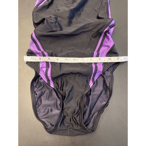 Speedo Women's Cut Out Back Bathing Suit One Piece Swimsuit Black Purple Size 6 - Picture 3 of 6